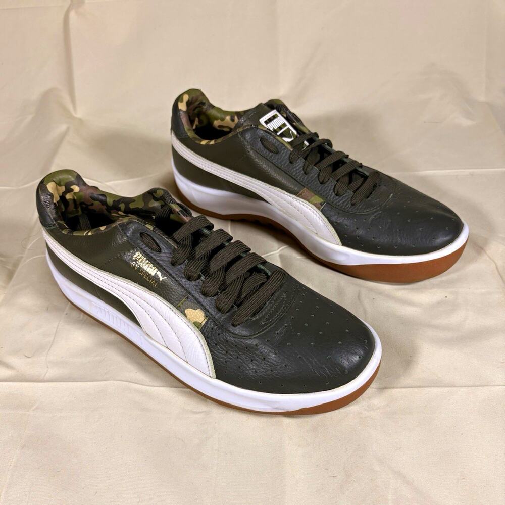 PUMA GV Special "Wild Camo" Night/White/Gold Leather Low Top Sneakers Men’s 10